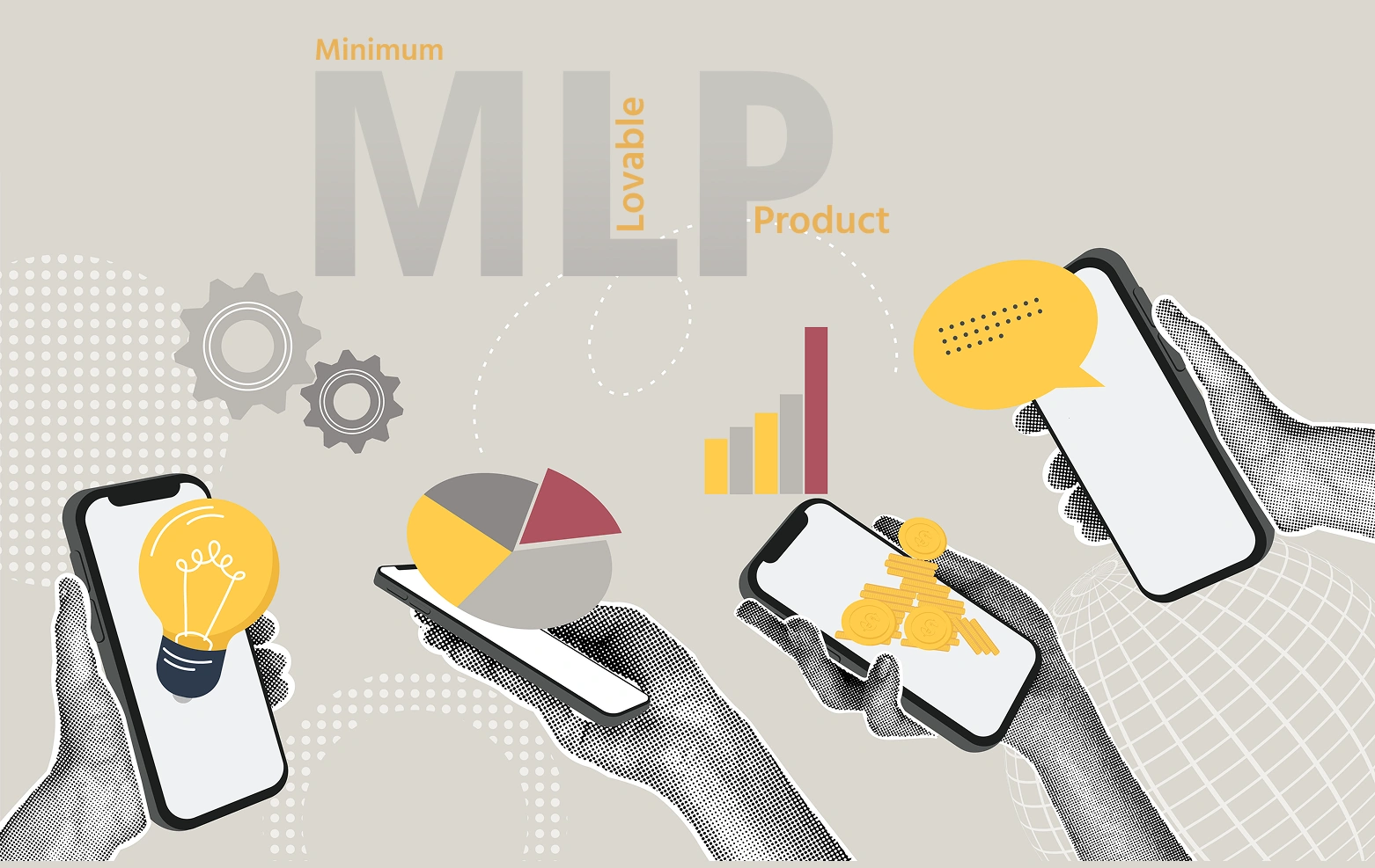 Illustration of product design process focused on feelings, micro-interactions, and simplified flows.